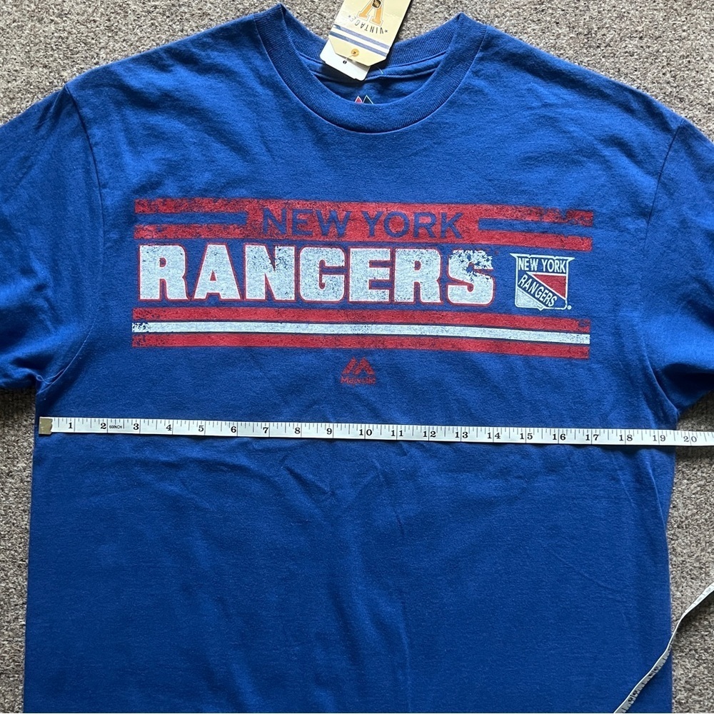 New York Rangers Stanley Cup Champion NHL Majestic Blue T-Shirt Men Size Medium - Picture 10 of 11